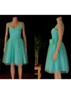 Tulle A-line Sweetheart Knee-length Ruffles Bridesmaid Dresses #PDS02017854