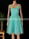 Tulle A-line Sweetheart Knee-length Ruffles Bridesmaid Dresses #PDS02017854