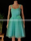 Tulle A-line Sweetheart Knee-length Ruffles Bridesmaid Dresses #PDS02017854