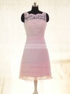 Lace Chiffon Sheath/Column Square Neckline Short/Mini Bow Bridesmaid Dresses #PDS02017878