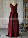 Chiffon A-line V-neck Floor-length Ruffles Bridesmaid Dresses #PDS02017889