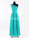 Chiffon A-line One Shoulder Floor-length Sashes / Ribbons Bridesmaid Dresses #PDS02017625