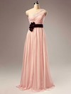 Chiffon A-line One Shoulder Floor-length Sashes / Ribbons Bridesmaid Dresses #PDS02017505