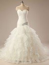 Simple Ivory Organza Sweetheart Tiered Trumpet/Mermaid Wedding Dresses #PDS00021199