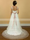 Court Train Ivory Tulle Appliques Lace Nice Open Back Wedding Dress #PDS00021200
