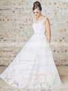 White Lace Ruffles Floor-length Ball Gown Best Wedding Dress #PDS00021201