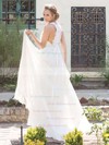Ivory Chiffon with Appliques Lace Elegant Cowl Neck Wedding Dresses #PDS00021217