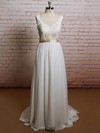 Multi Colours V-neck Chiffon Lace Sashes/Ribbons Ruffles A-line Wedding Dresses #PDS00021227