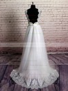 Princess Sweep Train Organza with Appliques Lace Open Back V-neck Wedding Dresses #PDS00021229