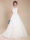 Fashion Scoop Neck Open Back Pearl Detailing Ball Gown Tulle Wedding Dresses #PDS00021368