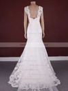 Watteau Train Lace Scoop Neck Appliques Lace Trumpet/Mermaid Elegant Wedding Dress #PDS00021371