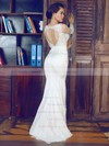 Ivory Lace Elastic Woven Satin Long Sleeve Beading Trumpet/Mermaid Wedding Dress #PDS00021375