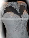 Long Sleeve Scoop Neck Tulle Beading Lace-up Chapel Train Wedding Dresses #PDS00021378