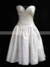 Ball Gown Ivory Lace Taffeta Ruffles Tea-length Strapless Wedding Dress #PDS00021385