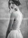 Ivory Chiffon Lace Scoop Neck with Buttons Promotion Wedding Dresses #PDS00021395