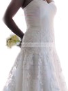 Ivory Tulle Sweetheart Appliques Lace Lace-up Chapel Train Wedding Dress #PDS00021400