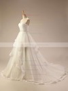 Sweetheart Ivory Tulle Appliques Lace Chapel Train Fashion Wedding Dresses #PDS00021414