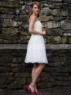 Cute Strapless Pleats White Chiffon Short/Mini Wedding Dresses #PDS00021264