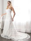 Sweetheart White Lace Criss Cross Court Train Famous Wedding Dresses #PDS00021272