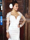 White Tulle Appliques Lace Open Back Trumpet/Mermaid Long Sleeve Wedding Dress #PDS00021282