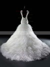 V-neck Ivory Lace Tulle Appliques Lace Lace-up Trumpet/Mermaid Wedding Dress #PDS00021291