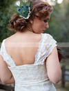 Ivory Lace Sweetheart with Cap Straps Unique Sheath/Column Wedding Dress #PDS00021301