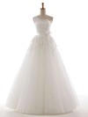One Shoulder Appliques Lace Sequins Lace-up Tulle Ball Gown Wedding Dress #PDS00021305