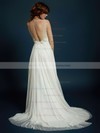 Good Ivory Chiffon with Appliques Lace V-neck Open Back Wedding Dress #PDS00021327