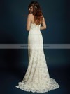 Great Sweetheart Ivory Lace with Buttons Trumpet/Mermaid Wedding Dress #PDS00021328