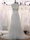 Original Sweetheart Appliques Lace White Tulle Court Train Wedding Dresses #PDS00021355