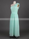 Inexpensive Sage Chiffon with Bow One Shoulder Bridesmaid Dress #PDS01012385