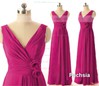 Watermelon Chiffon with Flower(s) V-neck Exclusive Bridesmaid Dresses #PDS01012409