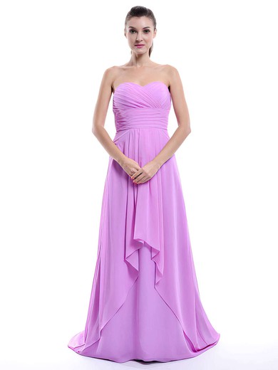 Sweep Train Lilac Chiffon Ruffles Sweetheart Amazing Bridesmaid Dress #PDS01012429