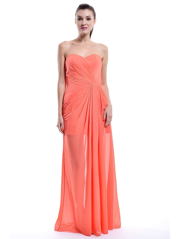 Junior Sweetheart Chiffon Ruffles A-line Orange Bridesmaid Dress #PDS01012430