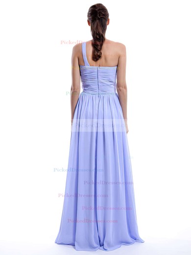 Lilac Ruffles Chiffon A-line Sparkly One Shoulder Bridesmaid Dress #PDS01012431