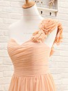Promotion Orange Chiffon Lace-up with Flower(s) One Shoulder Bridesmaid Dress #PDS01012434