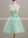 Elegant Sweetheart Sage Tulle Sashes/Ribbons Lace-up Bridesmaid Dresses #PDS01012446