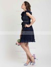 Unique Dark Navy Chiffon Sashes/Ribbons V-neck Short/Mini Bridesmaid Dresses #PDS01012454