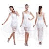 Asymmetrical V-neck White Lace Ruffles High Low Bridesmaid Dresses #PDS01012456