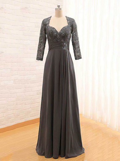 Boutique A-line Lace Chiffon with Beading 3/4 Sleeve V-neck Mother of the Bride Dress #PDS01021561