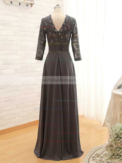 Boutique A-line Lace Chiffon with Beading 3/4 Sleeve V-neck Mother of the Bride Dress #PDS01021561