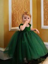 2016 Tulle Ruffles Ball Gown Tea-length Dark Green Flower Girl Dress #PDS01031797