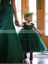 2016 Tulle Ruffles Ball Gown Tea-length Dark Green Flower Girl Dress #PDS01031797