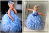 Organza Ball Gown with Flower(s) Light Sky Blue Scoop Neck Best Flower Girl Dress #PDS01031801