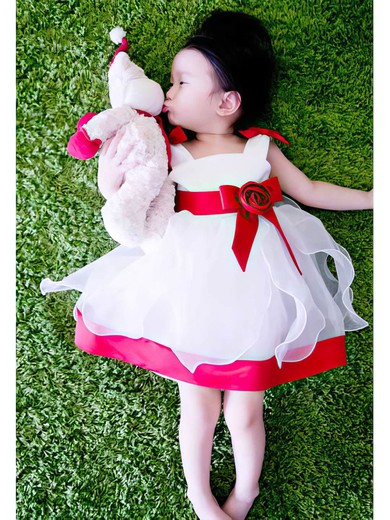 Newest Multi Colours Satin Organza Flower(s) Tea-length Square Neckline Flower Girl Dress #PDS01031819