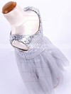 Fashion Tulle Sequined with Ruffles Ankle-length V-neck Flower Girl Dress #PDS01031821