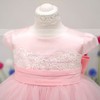 Cap Straps Hot Pink Tulle Elastic Woven Satin Bow Ankle-length Flower Girl Dress #PDS01031826