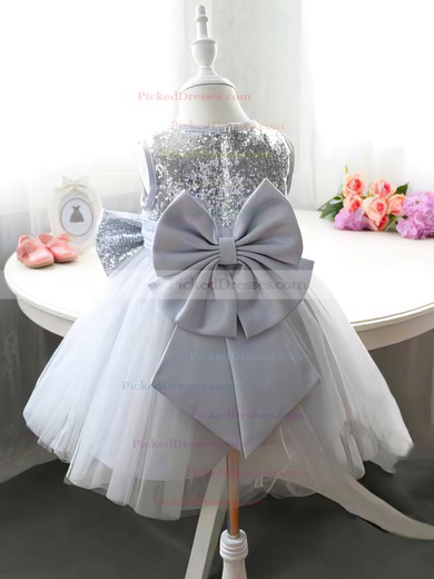 Designer Tea-length Tulle Sequined with Bow Ball Gown Flower Girl Dress #PDS01031834