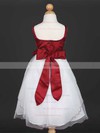 Floor-length Multi Colours Satin Tulle with Flower(s) Unique Scoop Neck Flower Girl Dress #PDS01031838