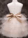 Gorgeous Knee-length Tulle Elastic Woven Satin Sashes / Ribbons Scoop Neck Flower Girl Dress #PDS01031840